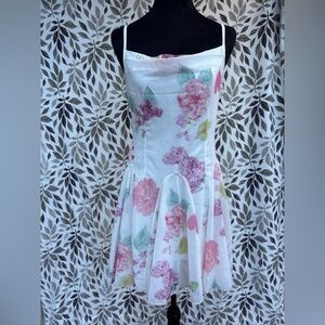 Floral crowl neck Spaghetti Strap Mini Dress